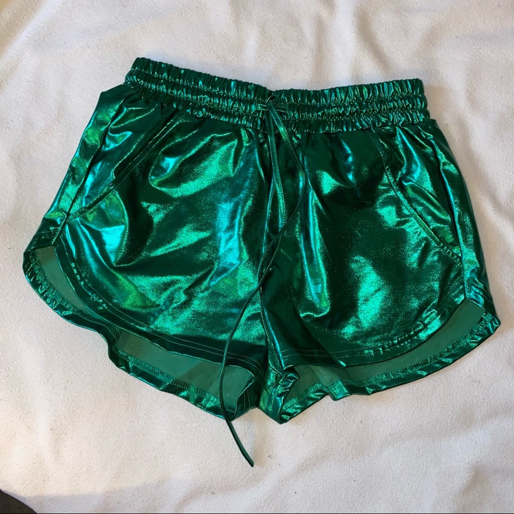 Green Metallic Shorts
